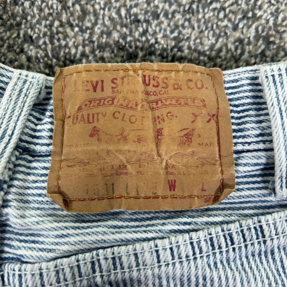 Vintage Levis 501XX Button Fly High Waisted Jean Women Hickory Stripe Denim READ - Picture 7 of 13
